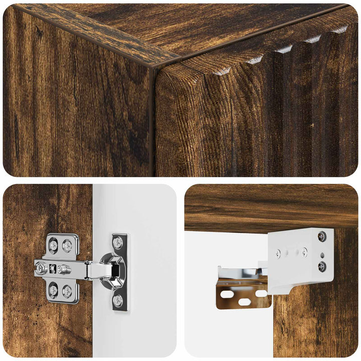 Vægmonteret Badeværelsesskab Røget eg 33 x 34,5 x 160 cm