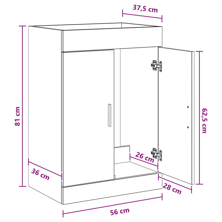 Badeværelse Under Vask Skab Gammelt træ 56 x 37,5 x 81 cm