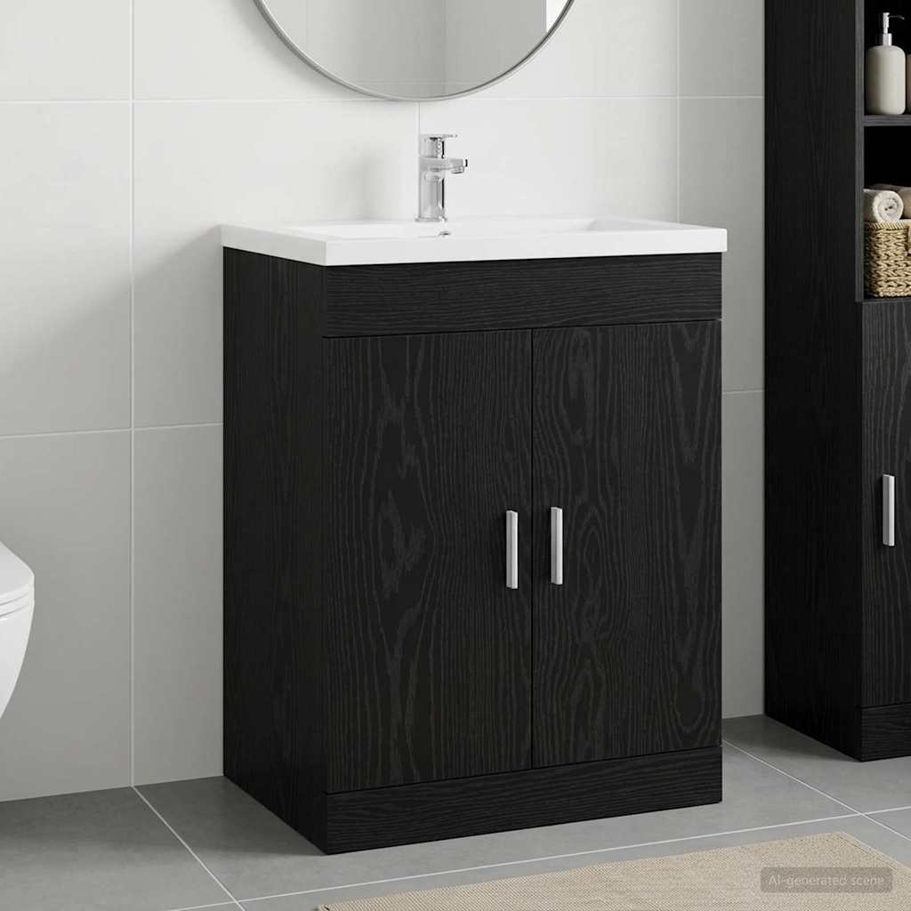 Badeværelse Under Vask Skab Sort eg 78,5 x 37,5 x 81 cm
