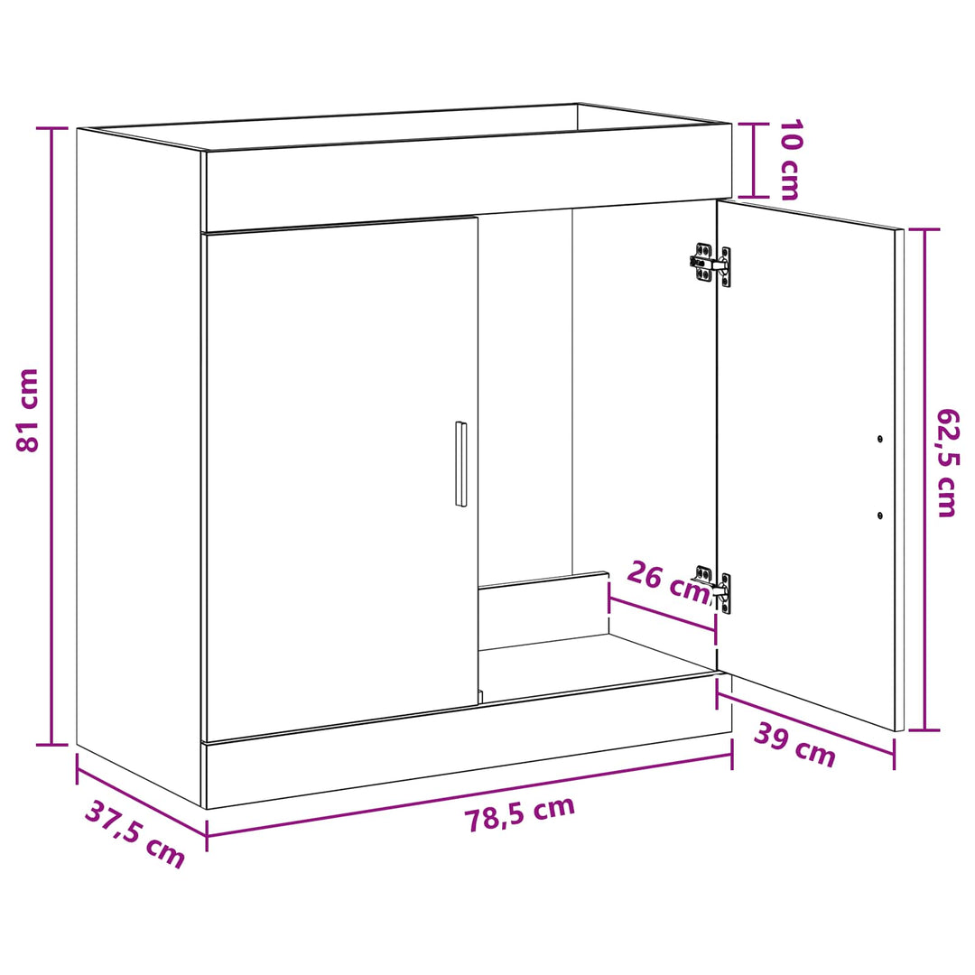Badeværelse Under Vask Skab Sort eg 78,5 x 37,5 x 81 cm