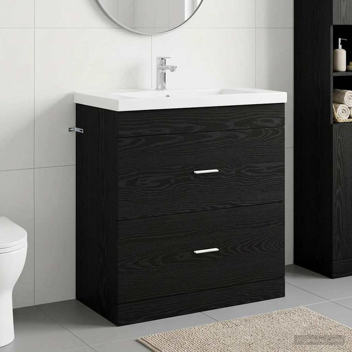 Badeværelse Under Vask Skab Sort eg 78,5 x 37,5 x 81 cm