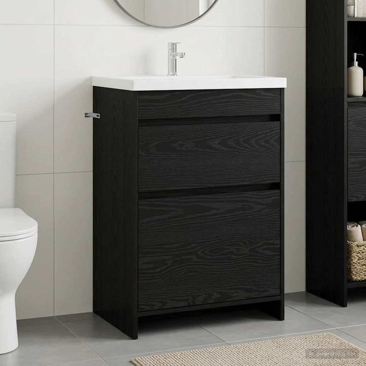 Badeværelse Under Vask Skab Sort eg 56 x 37,5 x 81 cm