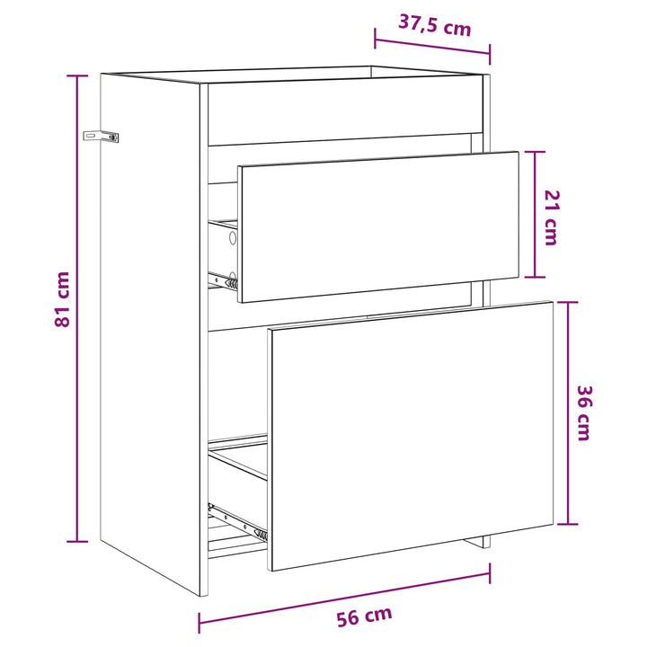 Badeværelse Under Vask Skab Sort eg 56 x 37,5 x 81 cm
