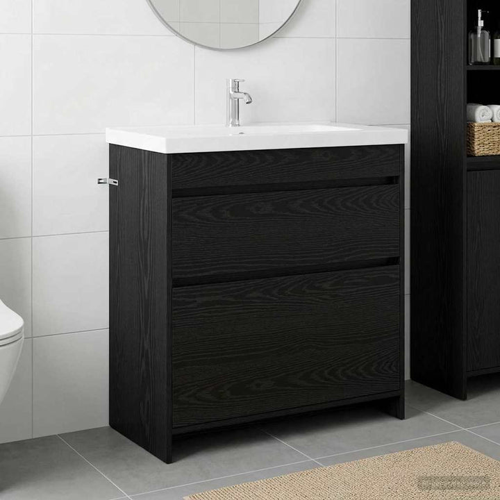 Badeværelse Under Vask Skab Sort eg 78,5 x 37,5 x 81 cm