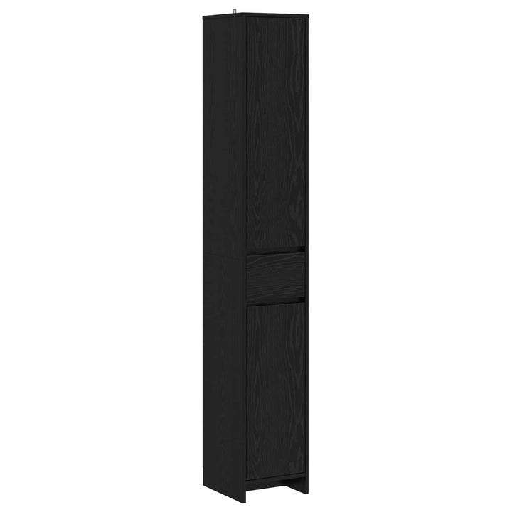 Badeværelsesskab Sort eg 30 x 33 x 190 cm Konstrueret træ