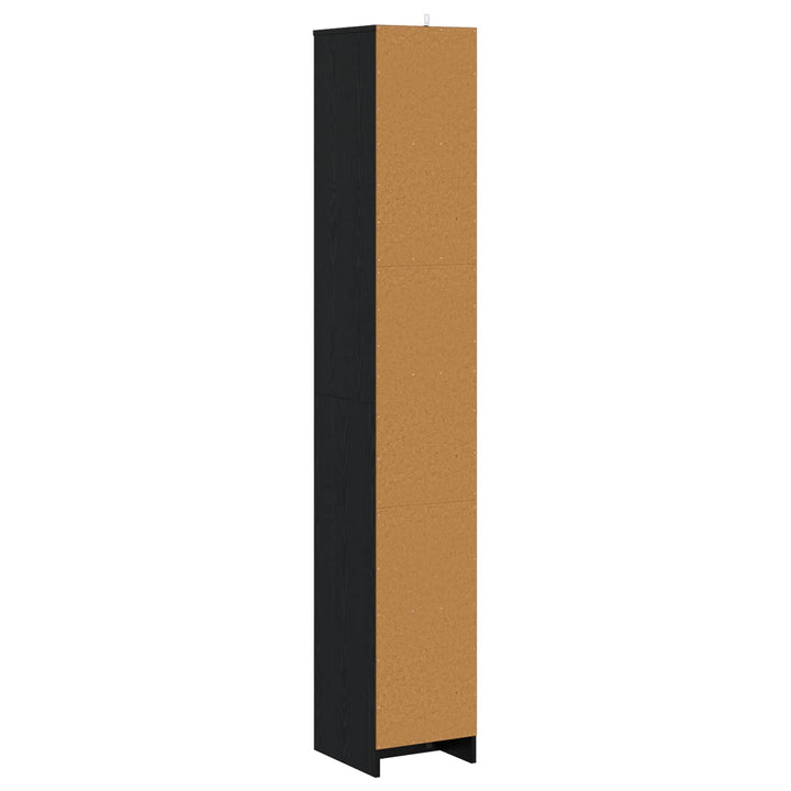 Badeværelsesskab Sort eg 30 x 33 x 190 cm Konstrueret træ