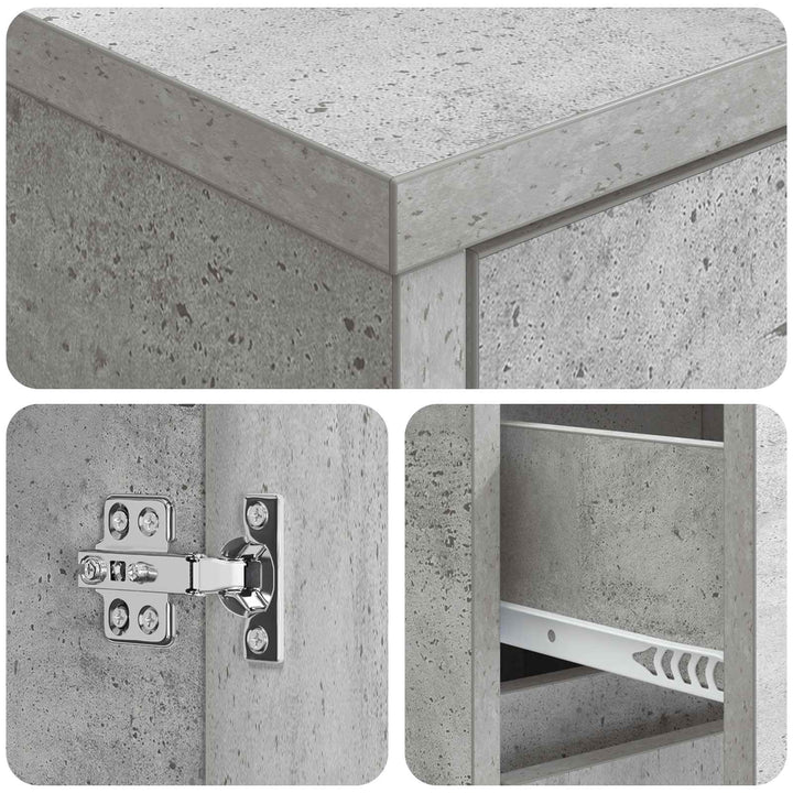 Badeværelsesskab Betongrå 30 x 33 x 190 cm Konstrueret træ