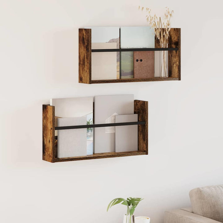 Magasin Rack 2 stk. Røget eg 60 x 12 x 30 cm Konstrueret træ