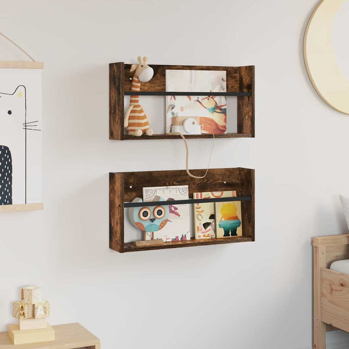 Magasin Rack 2 stk. Røget eg 60 x 12 x 30 cm Konstrueret træ