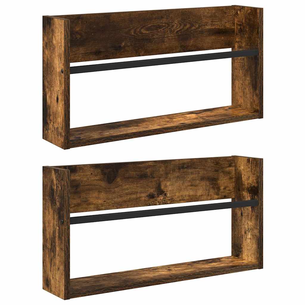 Magasin Rack 2 pcs Røget eg 60 x 12 x 30 cm Konstrueret træ
