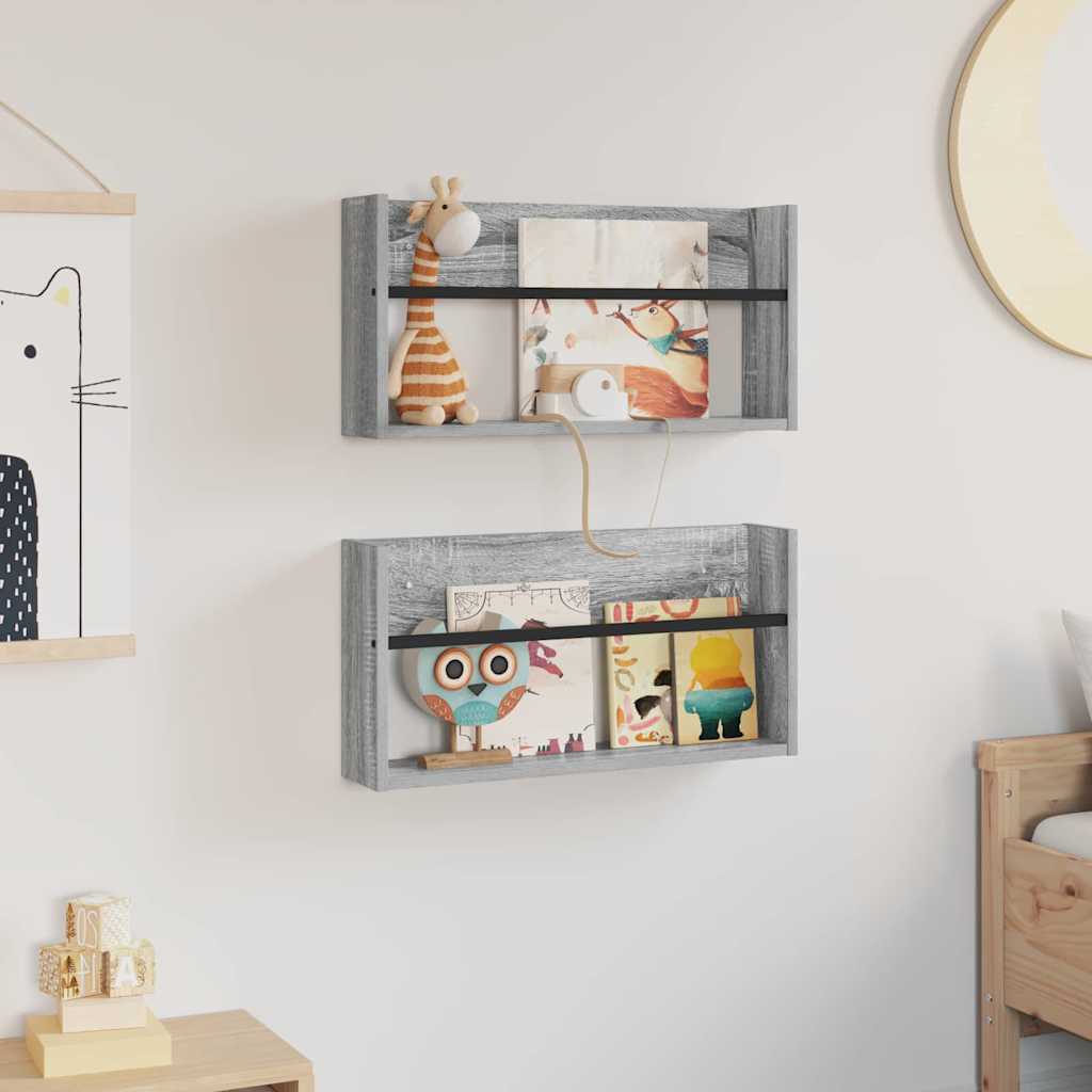Magasin Rack 2 pcs Grå Sonoma 60 x 12 x 30 cm Konstrueret træ
