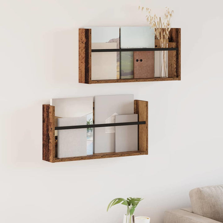 Magasin Rack 2 pcs Gammelt træ 60 x 12 x 30 cm Konstrueret træ