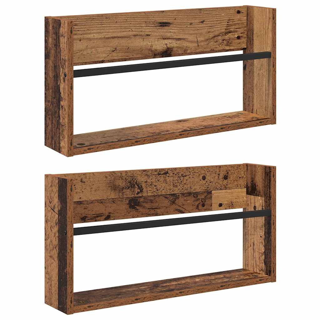 Magasin Rack 2 pcs Gammelt træ 60 x 12 x 30 cm Konstrueret træ