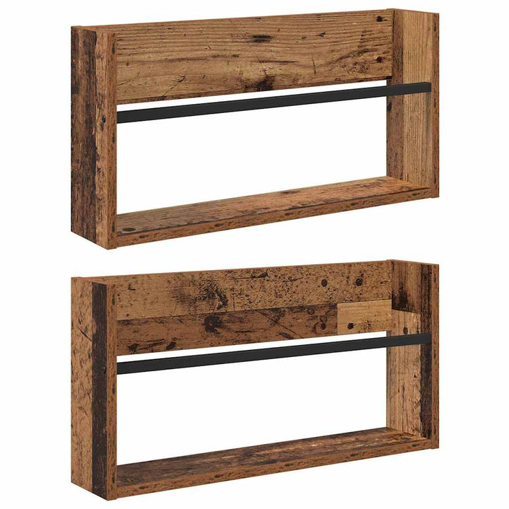 Magasin Rack 2 pcs Gammelt træ 60 x 12 x 30 cm Konstrueret træ