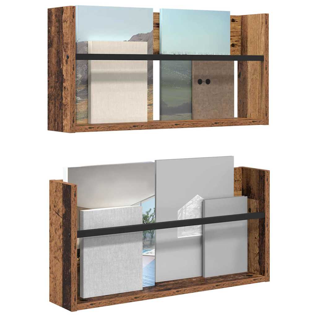 Magasin Rack 2 pcs Gammelt træ 60 x 12 x 30 cm Konstrueret træ