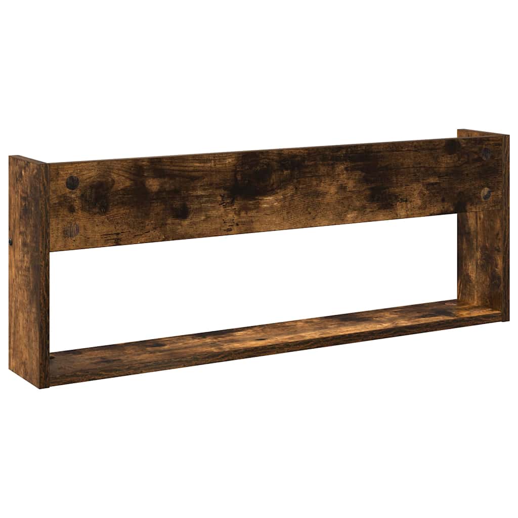 Magasin Rack 2 pcs Røget eg 80 x 12 x 30 cm Konstrueret træ