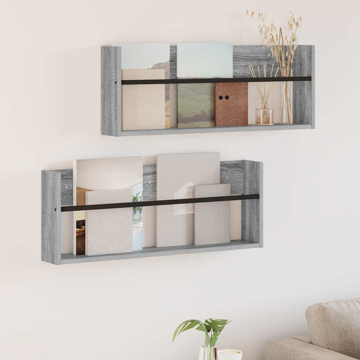 Magasin Rack 2 stk. Grå Sonoma 80 x 12 x 30 cm Konstrueret træ
