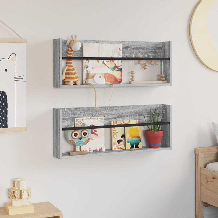 Magasin Rack 2 stk. Grå Sonoma 80 x 12 x 30 cm Konstrueret træ
