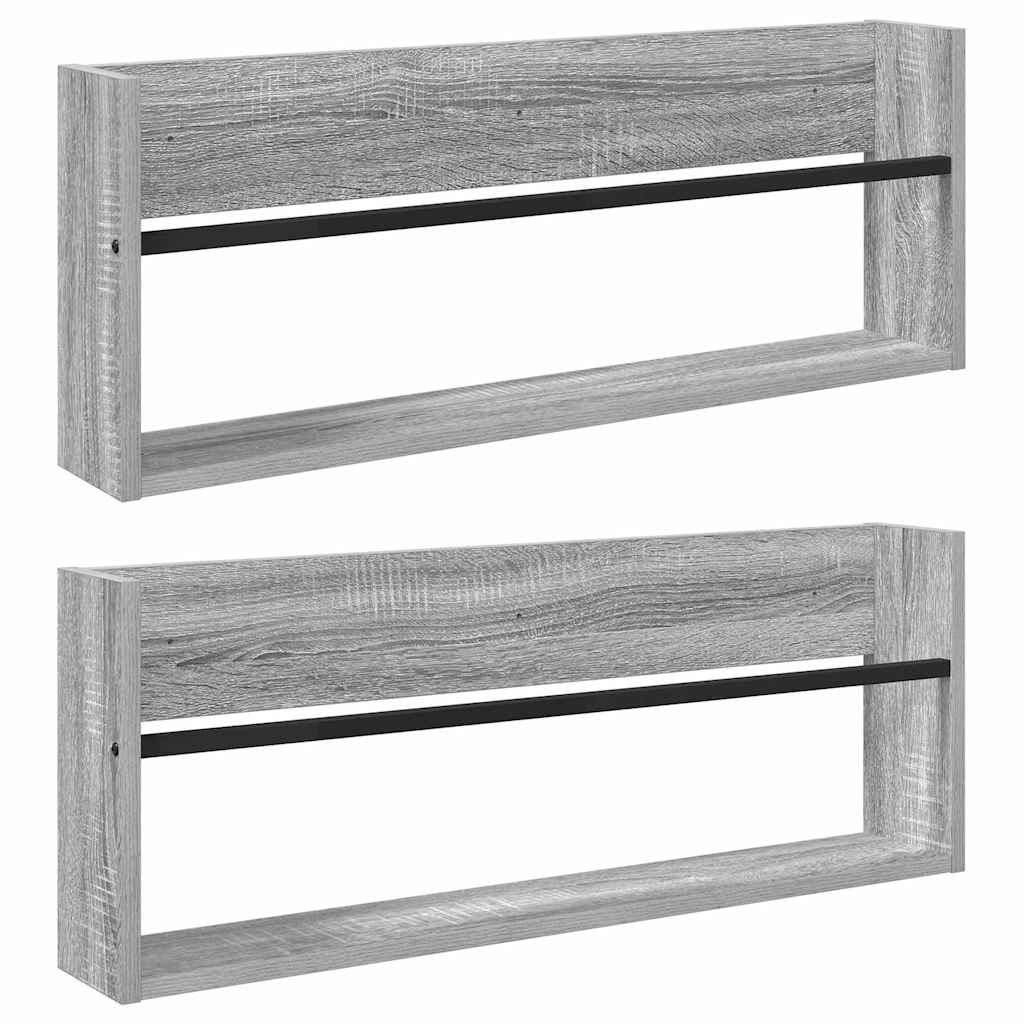Magasin Rack 2 stk. Grå Sonoma 80 x 12 x 30 cm Konstrueret træ