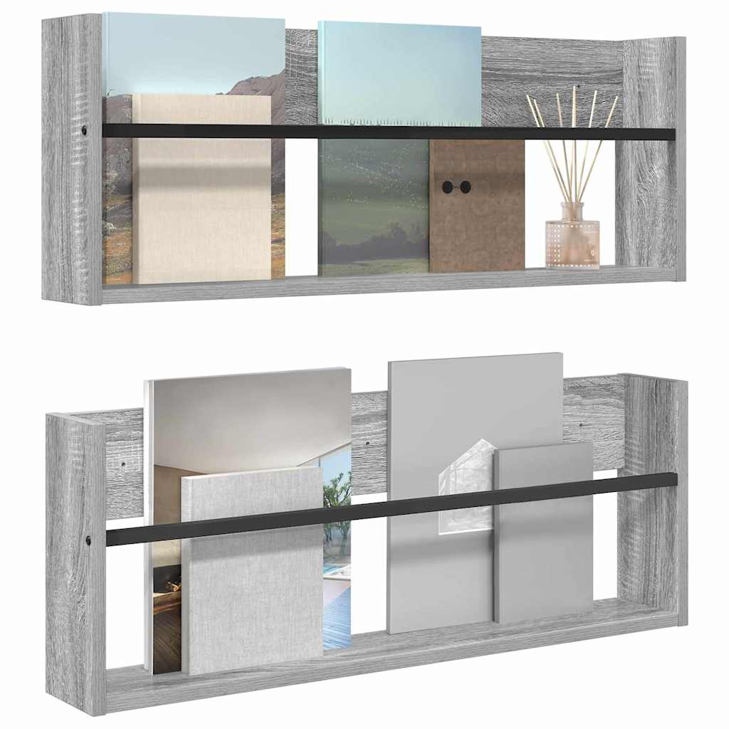 Magasin Rack 2 stk. Grå Sonoma 80 x 12 x 30 cm Konstrueret træ