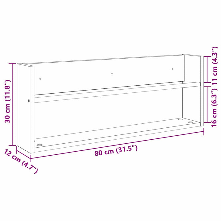 Magasin Rack 2 pcs Grå Sonoma 80 x 12 x 30 cm Konstrueret træ