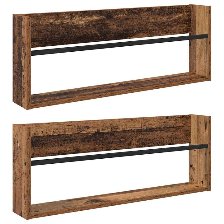 Magasin Rack 2 pcs Gammelt træ 80 x 12 x 30 cm Konstrueret træ