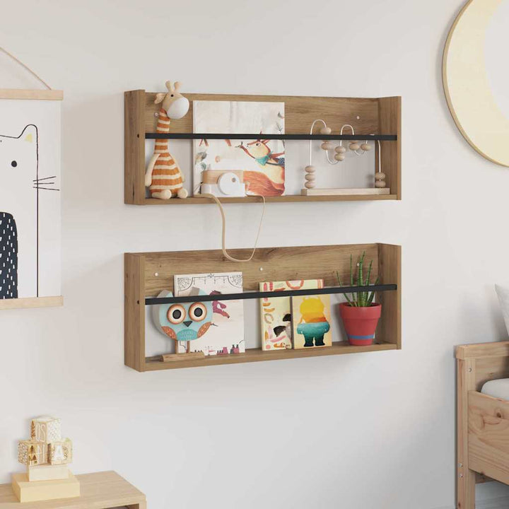 Magasin Rack med hylde 2 pcs Artisan Egetræ 80 x 12 x 30 cm