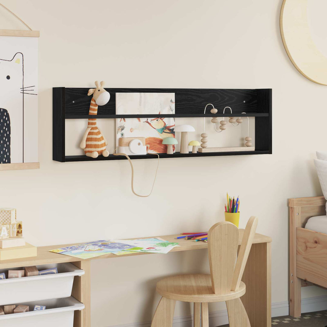 Magasin Rack med hylde Sort eg 100 x 12 x 30 cm Konstrueret træ