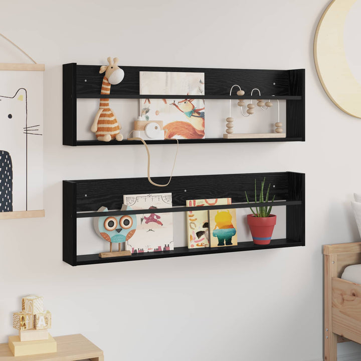 Magasin Rack 2 pcs Sort eg 100 x 12 x 30 cm Konstrueret træ