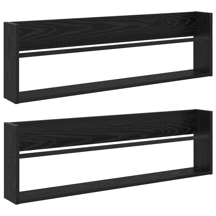Magasin Rack 2 pcs Sort eg 100 x 12 x 30 cm Konstrueret træ
