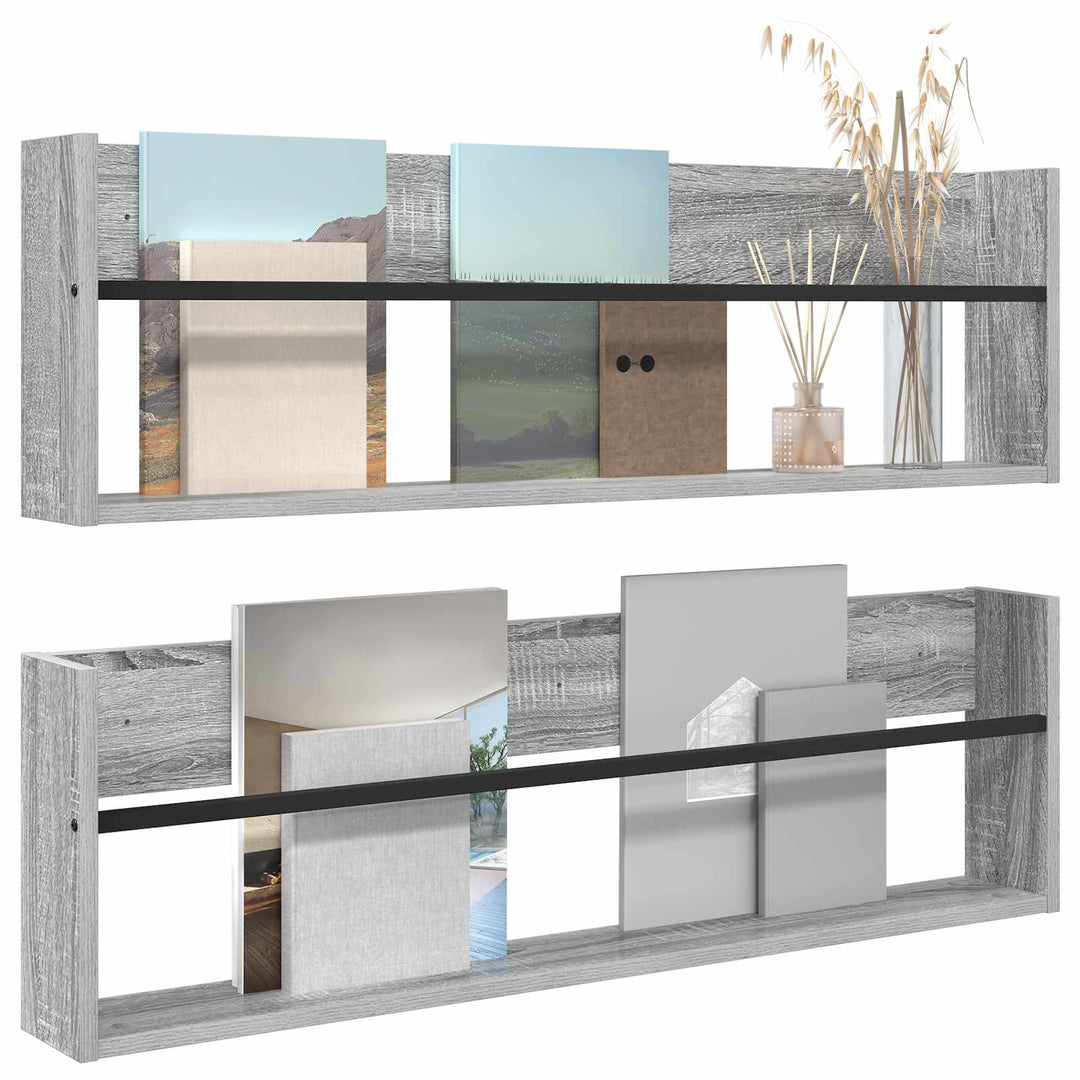 Magasin Rack 2 stk. Grå Sonoma 100 x 12 x 30 cm Konstrueret træ