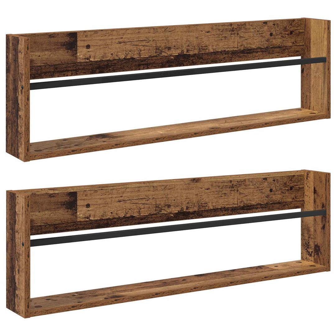 Magasin Rack 2 pcs Gammelt træ 100 x 12 x 30 cm Konstrueret træ
