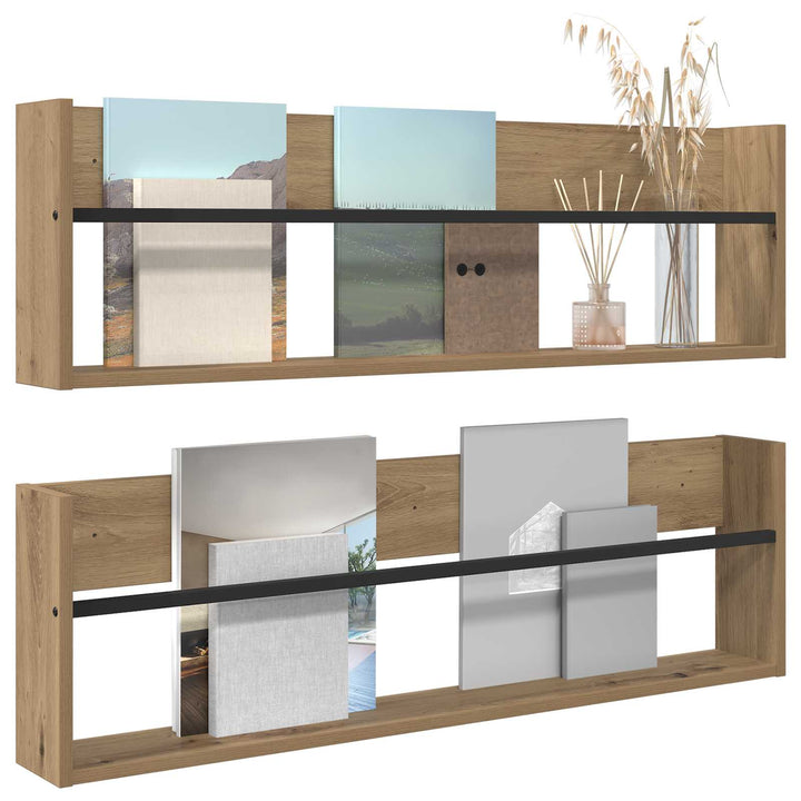 Magasin Rack med hylde 2 stk. Artisan Egetræ 100 x 12 x 30 cm