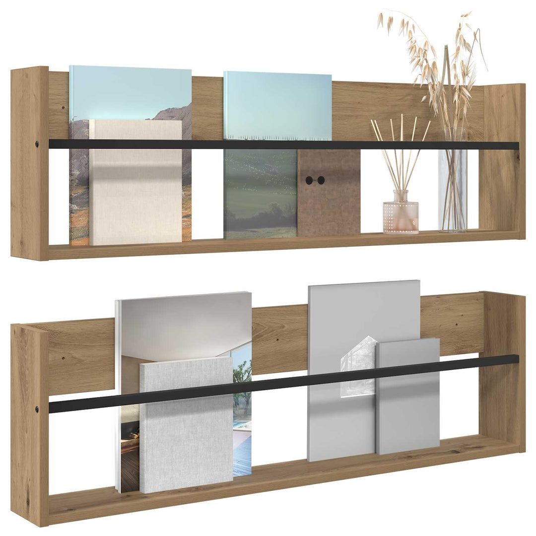 Magasin Rack med hylde 2 stk. Artisan Egetræ 100 x 12 x 30 cm