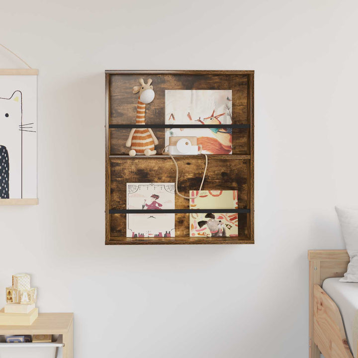 Magasin Rack med hylde Røget eg 60 x 12 x 70 cm Konstrueret træ
