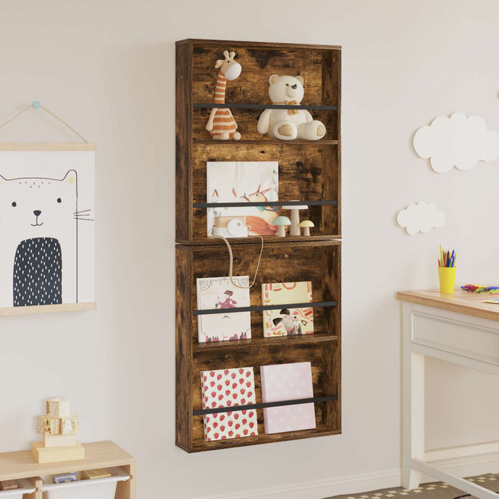 Magasin Rack 2 stk. Røget eg 60 x 12 x 70 cm Konstrueret træ