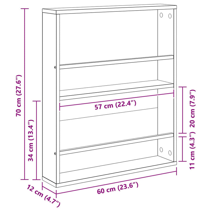 Magasin Rack Grå Sonoma 60 x 12 x 70 cm Konstrueret træ