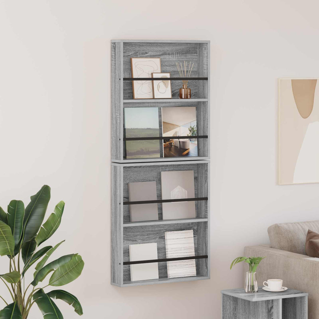 Magasin Rack 2 pcs Grå Sonoma 60 x 12 x 70 cm Konstrueret træ