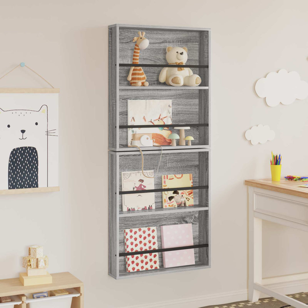Magasin Rack 2 pcs Grå Sonoma 60 x 12 x 70 cm Konstrueret træ