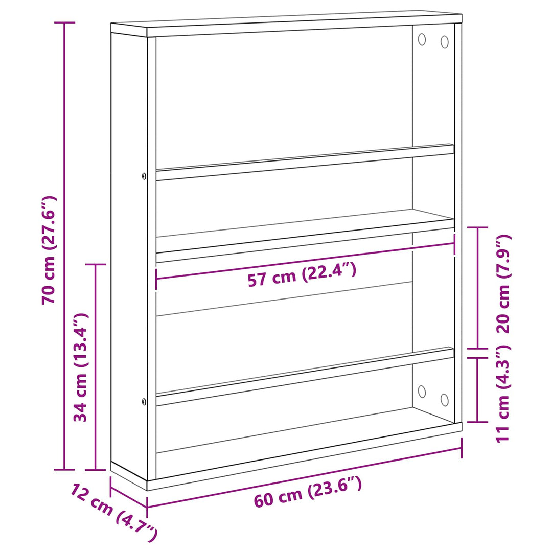 Magasin Rack 2 pcs Grå Sonoma 60 x 12 x 70 cm Konstrueret træ