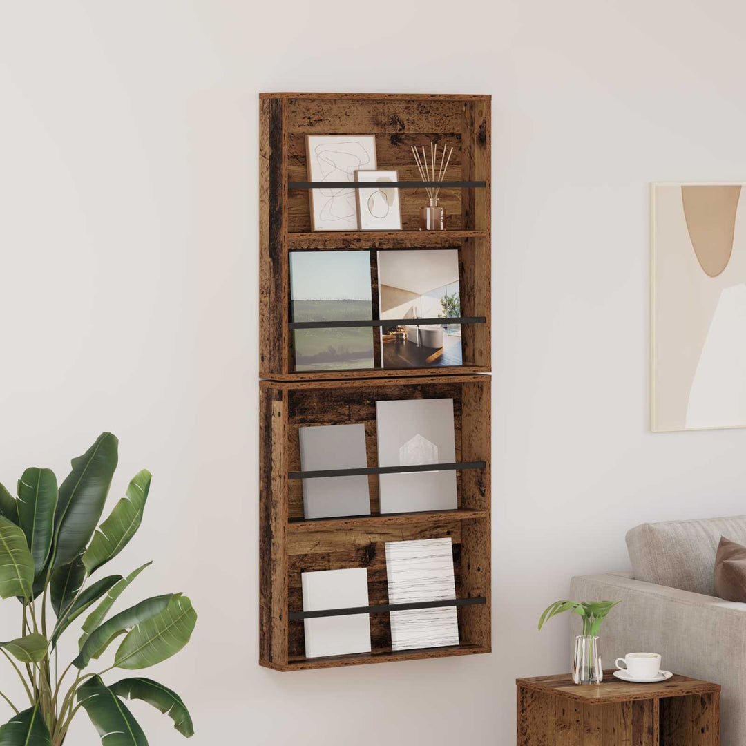 Magasin Rack 2 stk. Gammelt træ 60 x 12 x 70 cm Konstrueret træ