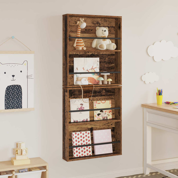 Magasin Rack 2 stk. Gammelt træ 60 x 12 x 70 cm Konstrueret træ