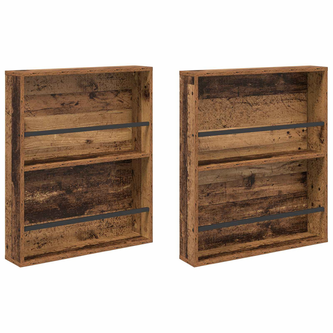 Magasin Rack 2 stk. Gammelt træ 60 x 12 x 70 cm Konstrueret træ