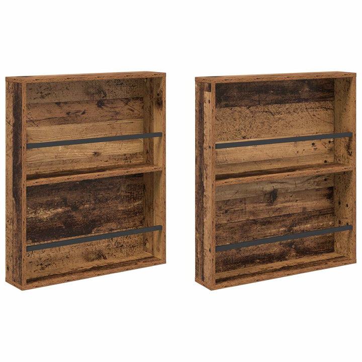 Magasin Rack 2 stk. Gammelt træ 60 x 12 x 70 cm Konstrueret træ