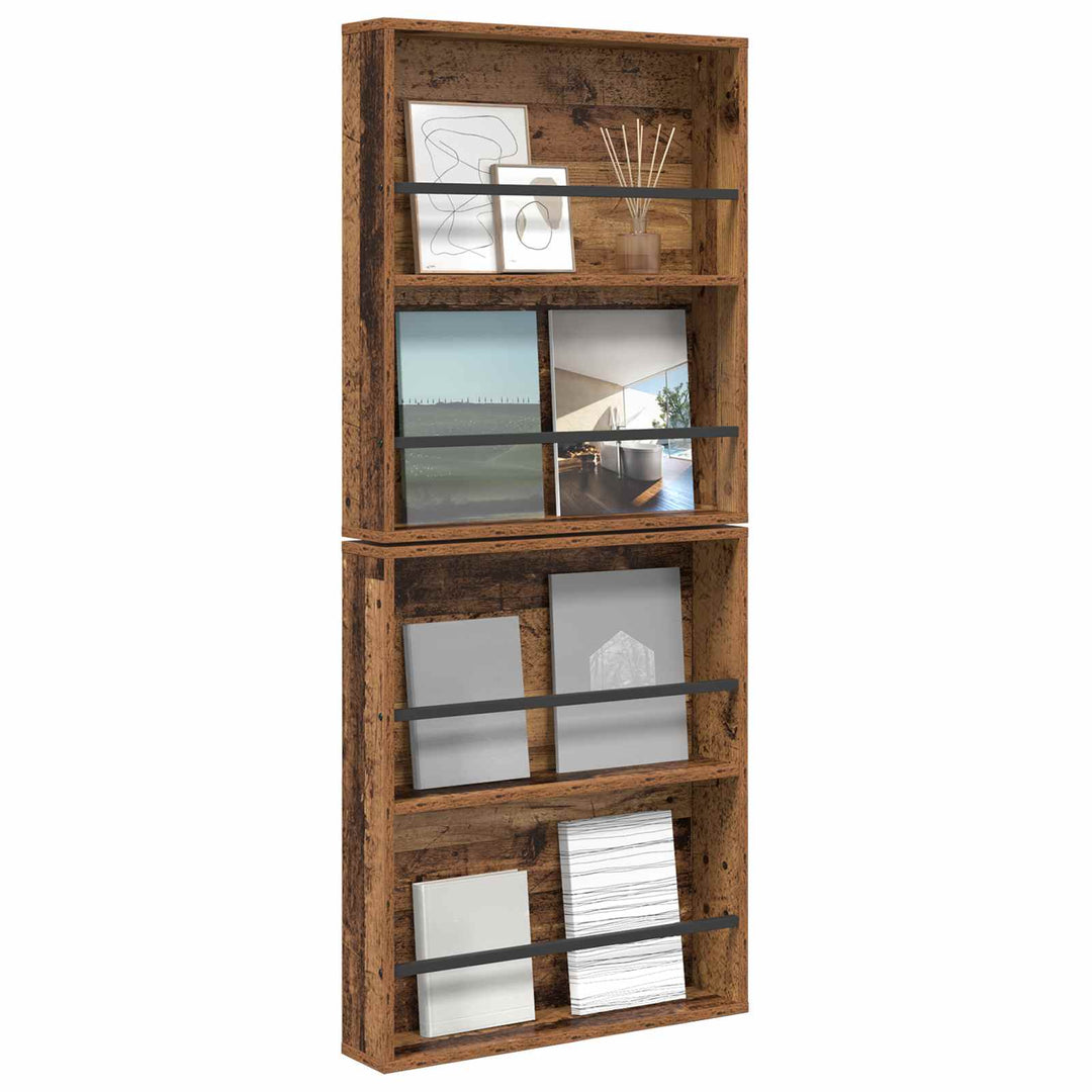 Magasin Rack 2 stk. Gammelt træ 60 x 12 x 70 cm Konstrueret træ