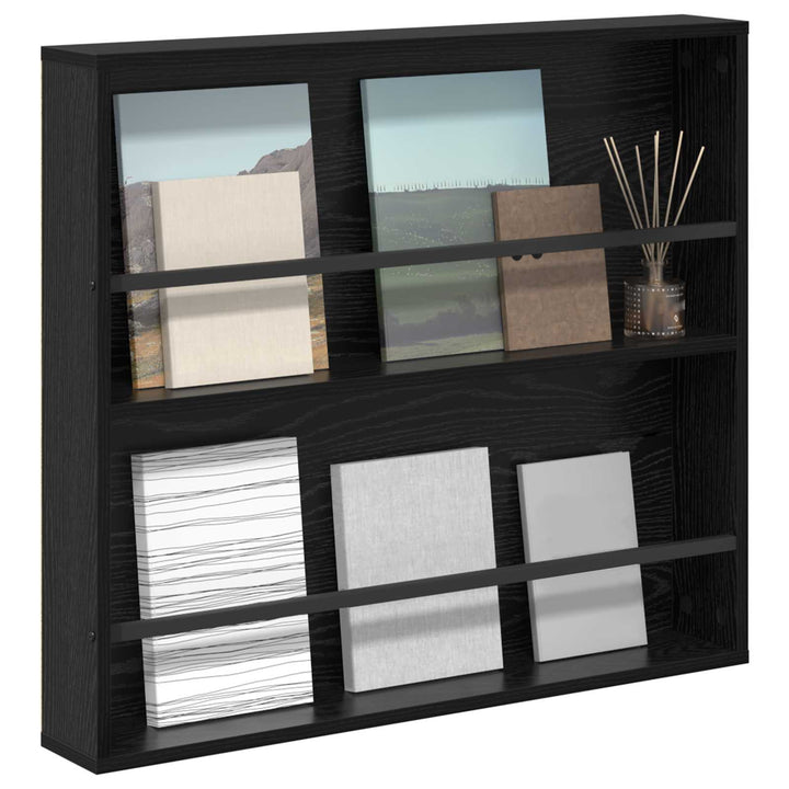 Magasin Rack med hylde Sort eg 80 x 12 x 70 cm Konstrueret træ