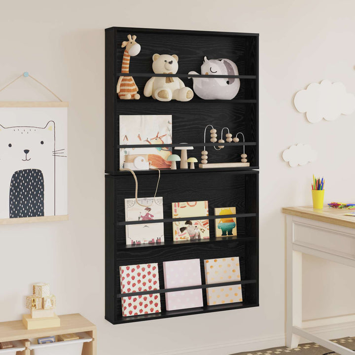 Magasin Rack 2 stk. Sort eg 80 x 12 x 70 cm Konstrueret træ