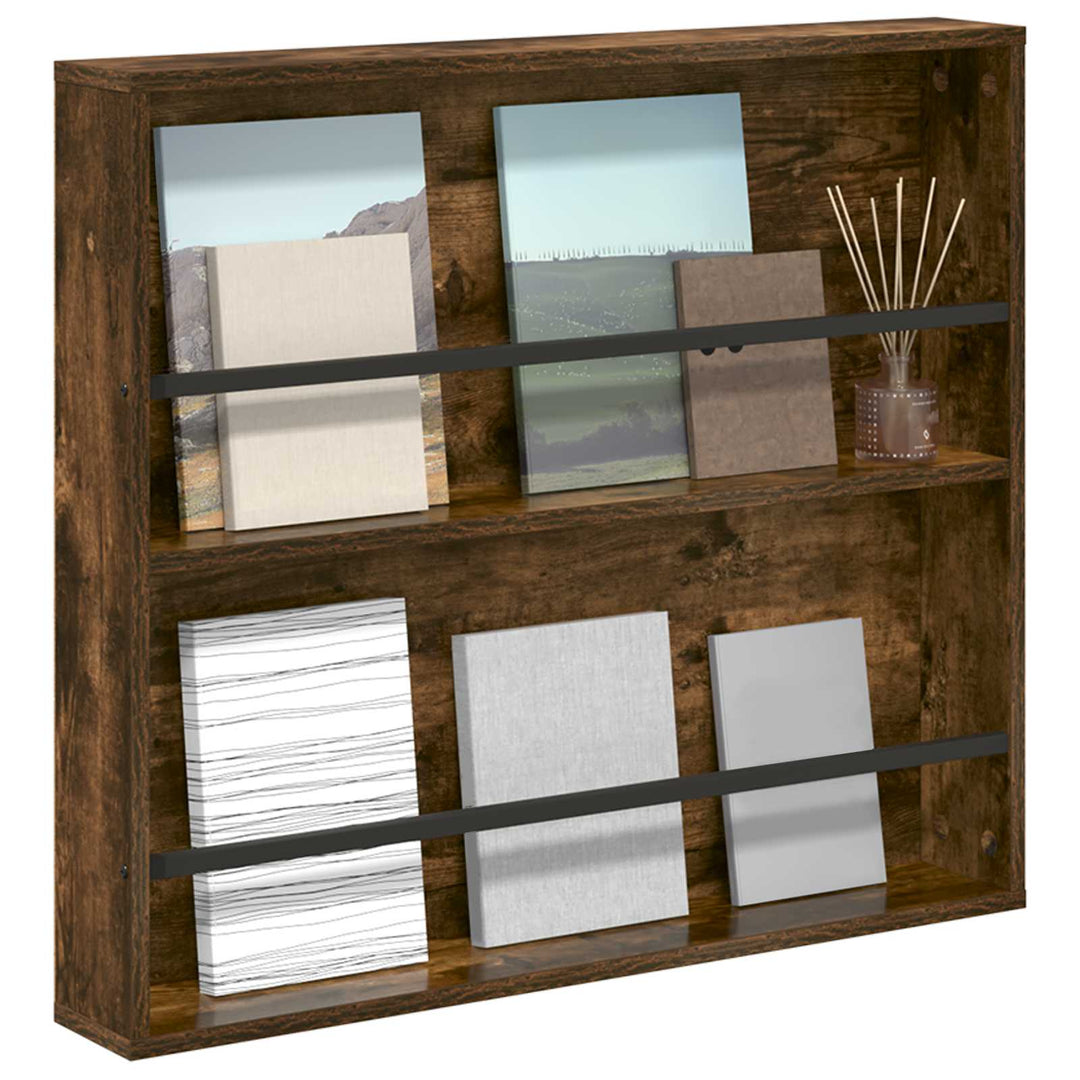 Magasin Rack med hylde Røget eg 80 x 12 x 70 cm Konstrueret træ