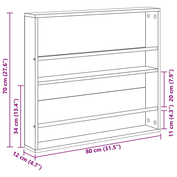 Magasin Rack med hylde Røget eg 80 x 12 x 70 cm Konstrueret træ