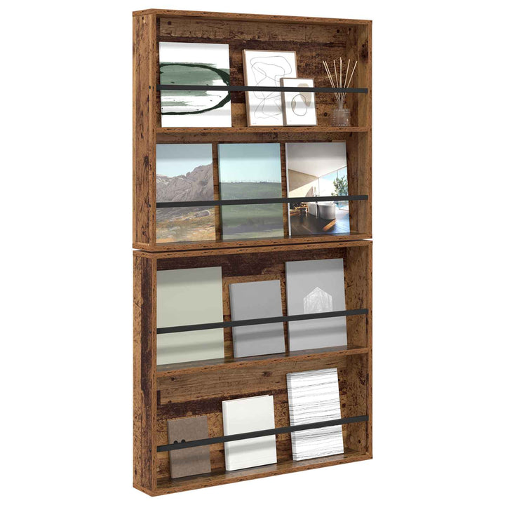 Magasin Rack 2 stk. Gammelt træ 80 x 12 x 70 cm Konstrueret træ